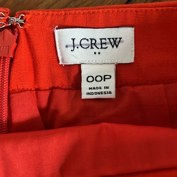 J. Crew Marine Orange A-Line Linen Blend Mini Skirt with Gold Buttons - OOP - Picture 2 of 7